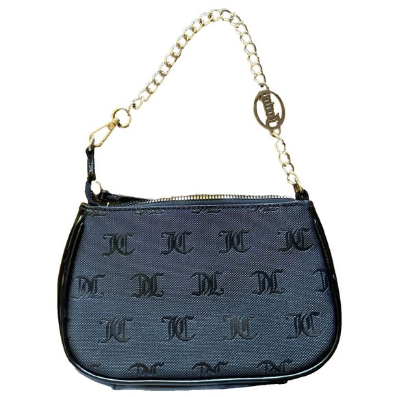 Juicy Couture Mini Shoulder Bag Purse Black Gold Chain Monogram Script Logo Y2K‎ - Picture 4 of 6